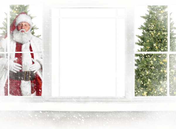 A Magical Christmas White Window with Santa