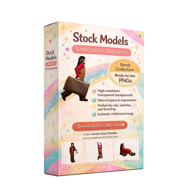 Stock models - Little girl in dungarees